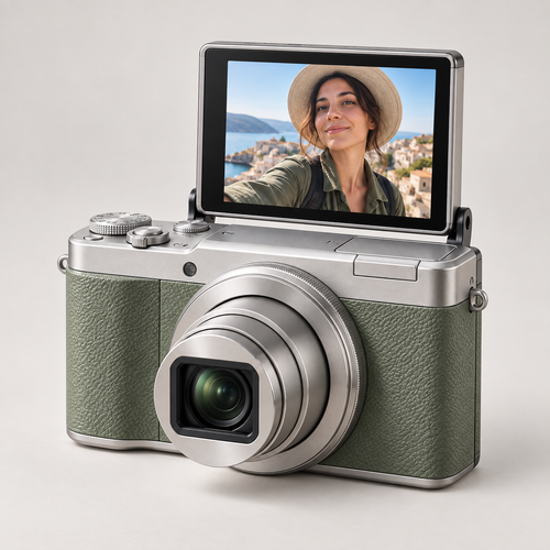 Flip Zoom Travel Creator Camera with Optical-Style Zoom Lens